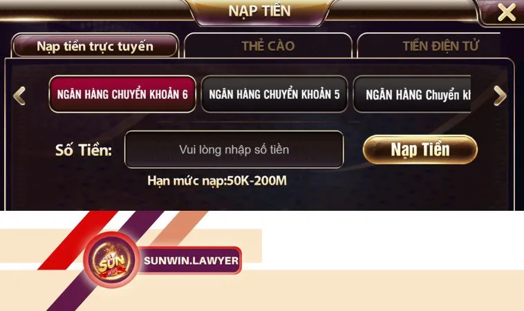 Người chơi có thể nạp tiền vào Sunwin bằng 6 cách khác nhau Người chơi có thể nạp tiền vào Sunwin bằng 6 cách khác nhau